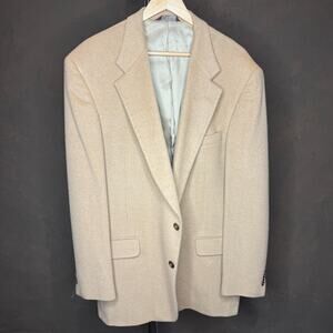 Bert Pulitzer 100% Camel Hair Jacket Blazer Men 44R Beige Tan Tailored USA
